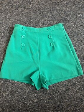 Forever 21 High-Waist Sailor Button Shorts in Teal